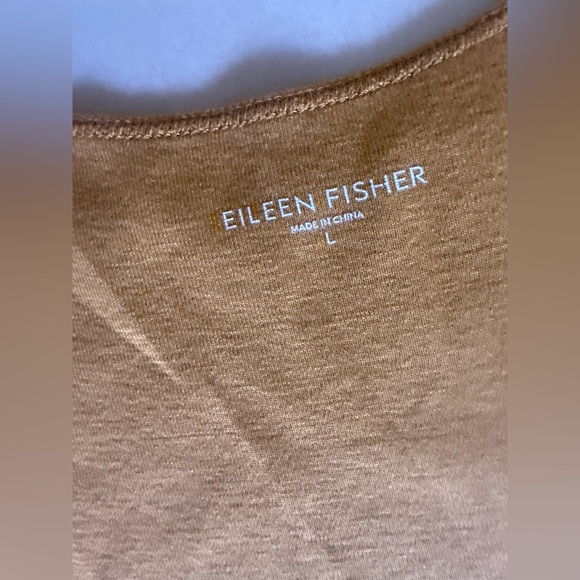 EILEEN FISHER Tank Top Stretch Organic Cotton Jersey Scoop Neck Orange USA L - Picture 9 of 14